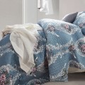 (B) Kpl 180x250 RETRO FLOWER niebieski z poduszką 