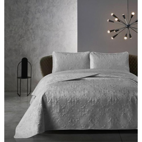 (B) Kpl 260x250 VELVET CLARA antracyt z poszewkami na poduszkę 