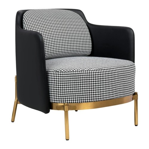 VENICE fotel w pepitę na złotej podstawie