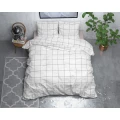 240x220 DEEP CHECK biały kpl pościeli flanela