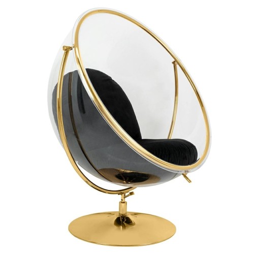 BUBBLE STAND 2 GOLD VELVET fotel z czarną poduszką