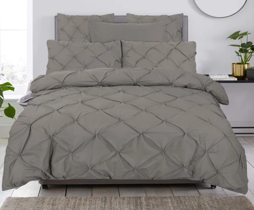 240x220/240 SALVADOR szaro-brązowy kpl pościeli drapowana bawełna