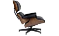 LOUNGE HM PREMIUM SZEROKI fotel czarny z elementami z orzecha