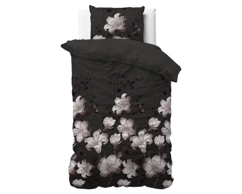 140x220 DARK FLOWER czarny  mix bawełny  kpl pościeli