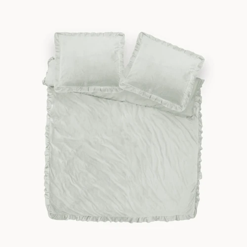 200x220 AKSAMITNE FALBANY k. biały  kpl pościeli