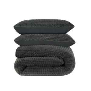 140x220 CHECK TEDDY antracyt kpl pościeli z mikrofibry 