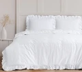 240x200/220 RUFFLES biały mikroperkal kpl pościeli