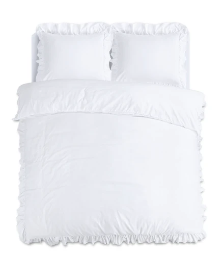 240x200/220 RUFFLES biały mikroperkal kpl pościeli