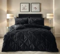 140x200/220 VELVET PINTUCK czarny aksamit kpl pościeli