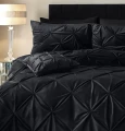 140x200/220 VELVET PINTUCK czarny aksamit kpl pościeli