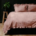 200x220 VELVET RUFFLES Oud róż  kpl pościeli