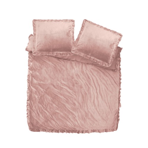 140x220 VELVET RUFFLES Oud róż  kpl pościeli