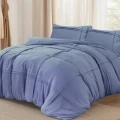 240x200/220 WASHED TUFTED niebieski  kpl pościeli mikrofibra