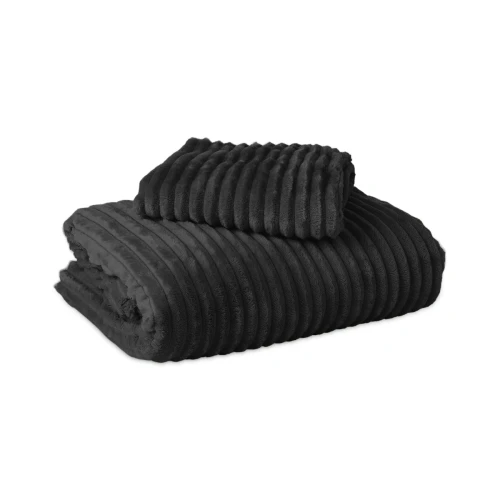 140x200/220 RIB Teddy czarny kpl pościeli