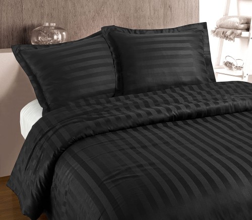 140x200/260 HOTEL STRIPE antracyt  kpl pościeli satyna bawełniana