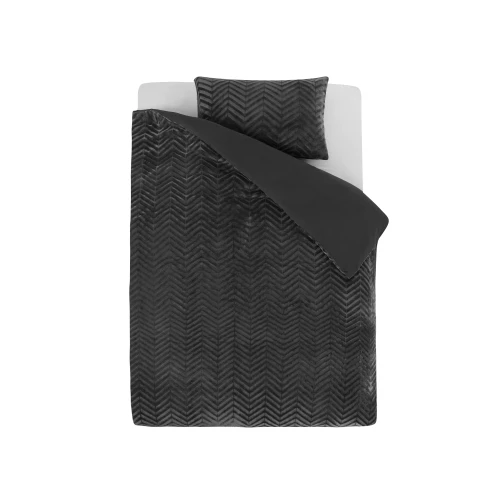 140x200/220 CHEVRON TEDDY antracyt  kpl pościeli mikrofibra