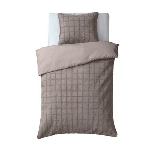 140x200/220 FAUX FUR CHECK brąz 140x200/220 kpl pościeli