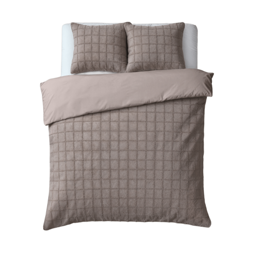 200x200/220 FAUX FUR CHECK brąz 200x200/220 kpl pościeli