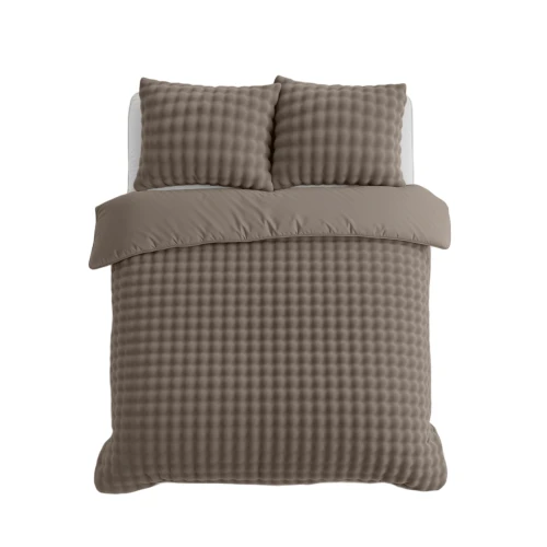 140x220 POM POM brąz  teddy kpl pościeli