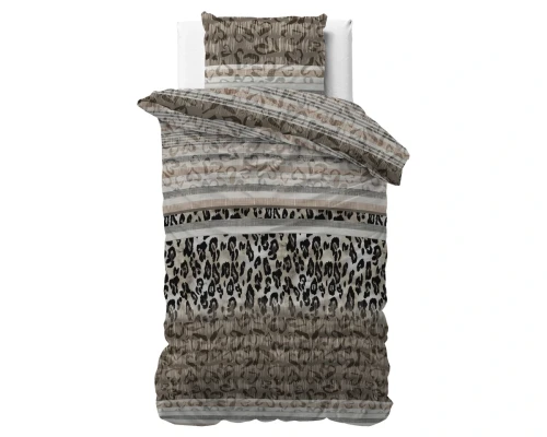 140x200/220 TIGER LEOPARD brąz  kpl pościeli mikrofibra
