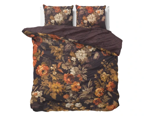 200x220 ART FLOWERS brąz kpl pościeli bawełna