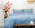 200x200/220 MUŚLIN Perkal Sky blue  kpl pościeli