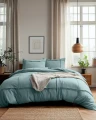 140x200/220 WASHED TUFTED zielony  kpl pościeli mikrofibra