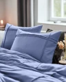 140x200/220 WASHED TUFTED niebieski  kpl pościeli mikrofibra