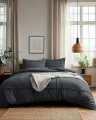 140x200/220 WASHED TUFTED antracyt  kpl pościeli mikrofibra