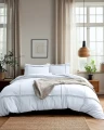 140x200/220 WASHED TUFTED biały  kpl pościeli mikrofibra