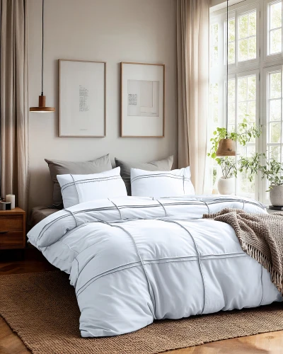 200x200/220 WASHED TUFTED biały  kpl pościeli mikrofibra
