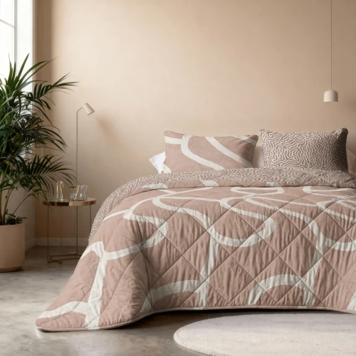 200x200 LAZY SHAPES piaskowy kołdra I poszewka na poduszkę