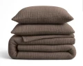 240x200  LAZY MUŚLIN ciemny brąz  kołdra z poszewką na poduszkę