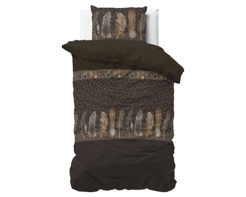 140x200/220 CHOCOLATE FEATHERS brunatny kpl pościeli mikrofibra