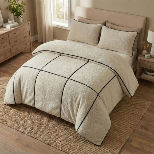 140x200/220 TEDDY TRIM beż   kpl pościeli