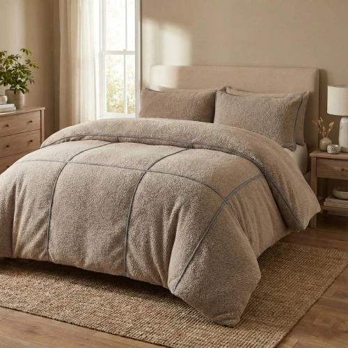 140x200/220 TEDDY TRIM ciemny brąz   kpl pościeli