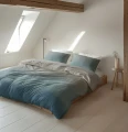 200x200/220 GRADIA beż/niebieski  flanela mix kpl pościeli