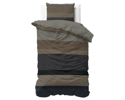 140x200/220 RAVON brąz/antracyt  flanela mix kpl pościeli