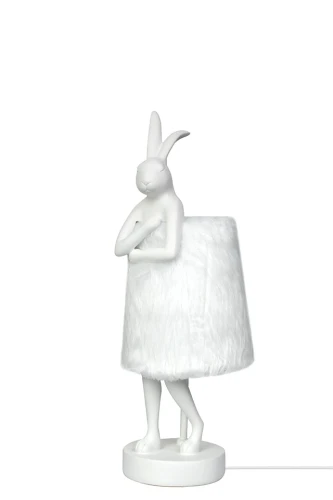 RABBIT FUR lampa stołowa 50 cm biała / srebrna KARE