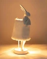 RABBIT FUR lampa stołowa 50 cm biała / srebrna KARE