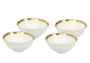 BELL komplet 4 misek 15 cm biało-złoty KARE