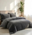 (SN) 200x220 POM POM antracyt  teddy kpl pościeli