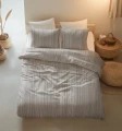 200x220 PINSTRIPE brąz kpl pościeli bawełna