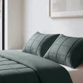140x200/220 CHECK PINTUCK zielony kpl pościeli mikrofibra