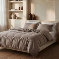 240x220 STONE WASHED brąz  kpl pościeli bawełna