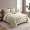 200x200 Lazy VELVET ciemny beż kołdra z poszewkami na poduszkę