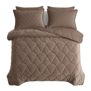 200x200 Lazy VELVET brąz kołdra z poszewkami na poduszkę