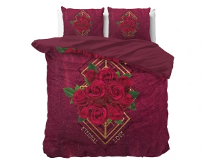 240x200/220 ETERNAL LOVE czerwony  mikrofibra kpl pościeli