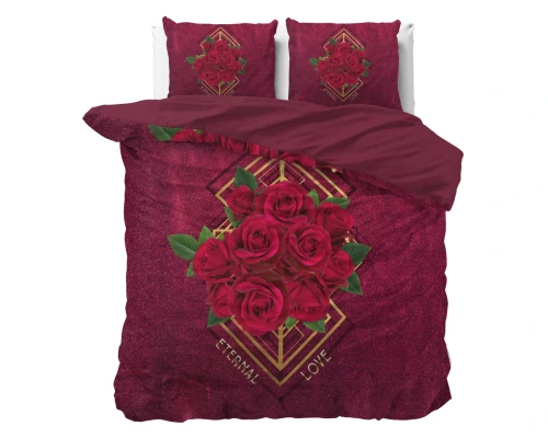 240x200/220 ETERNAL LOVE czerwony  mikrofibra kpl pościeli