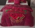 200x200/220 ETERNAL LOVE czerwony  mikrofibra kpl pościeli
